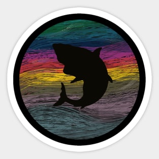 Shark shadow on Deep rainbow Water Sticker